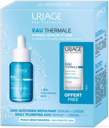 Юриаж EAU THERMALE Хиалуронов серум за лице - хидратация и подхранване 30 мл + Дневен крем 15 мл ПРОМО | URIAGE