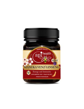Пчелен мед Манука с пчелна отрова и женшен Ginseng VENZ MGO 100+ х 250 гр APIHEALTH