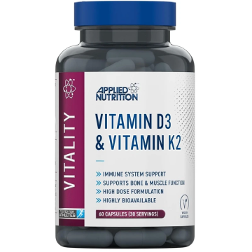 Витамин Д3 + К2 х 60 капсули Applied Nutrition | Vitamin D3 & Vitamin K2