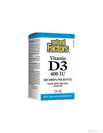 Витамин D3 400 IU x 15мл (500 дози) Natural Factors |Vitamin D3 Liquid