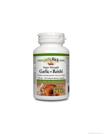 Чесън супер концентрат + Рейши x 120 капсули Natural Factors | Super Strength Garlic+Reishi