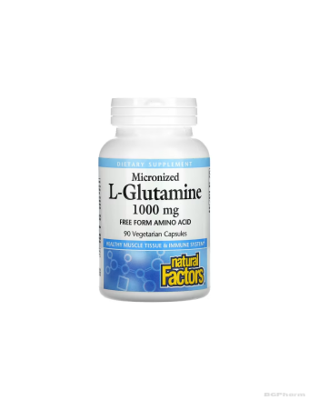 Л-глутамин (микронизиран) 1000мг х 90 капсули Natural Factors
