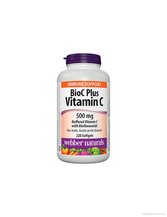 Витамин Ц 500мг + Биофлавоноиди 60мг х 220 капсули Webber Naturals | BioC Plus Buffered Vitamin C