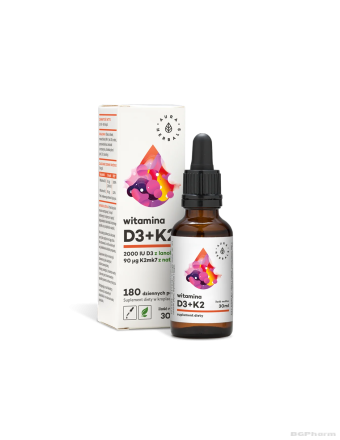 Витамин Д3 + К2 х 30мл капки Aura Herbals (кости, стави, зъби)