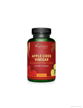 Ябълков оцет + лют червен пипер, канела и хром х 120 капсули за отслабване и детокс Vegavero