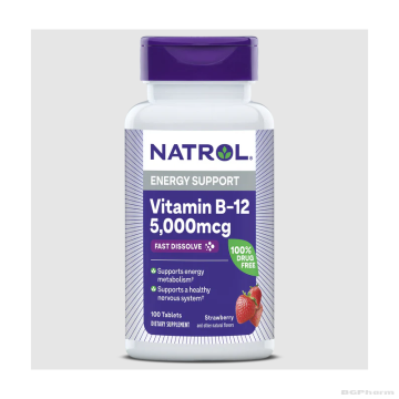 Натрол Витамин Б12 5000 мкг х 100 ородисперсни таблетки | Natrol Vitamin B-12 Fast Dissolve