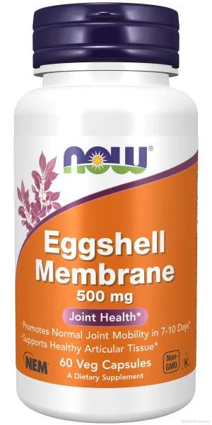 Естествена мембрана от яйчна черупка 500 мг 60 Капсули Now Foods | Eggshell Membrane