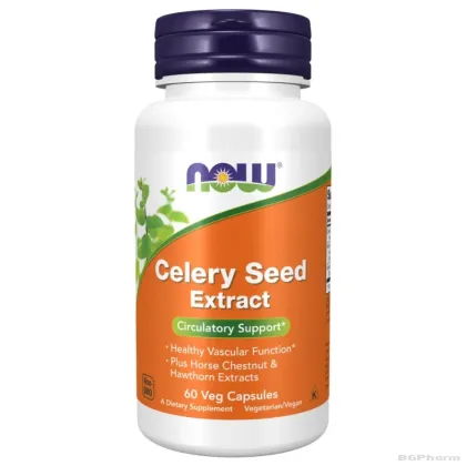 Целина семена екстракт 100 мг + глог и конски кестен х 60 капсули Now Foods | Celery