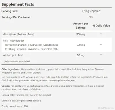 Л-Глутатион 500 мг х 60 капсули Now Foods | Glutathione