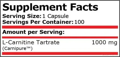 Л-Карнитин 1000 мг х 60 капсули Pure Nutrition | L-Carnitine