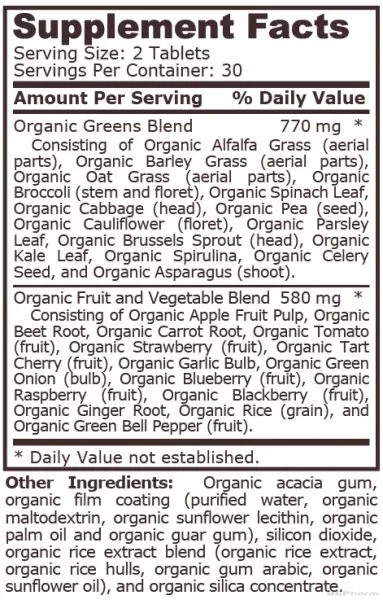 Зелени Храни БИО х 60 таблетки Pure Nutrition | Organic Greens