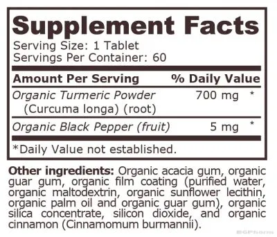 Куркума БИО 700 мг х 60 таблетки Pure Nutrition | Organic Turmeric