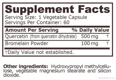 Кверцетин и Бромелаин 500/100 мг х 60 капсули Pure Nutrition | Quercetin & Bromelain