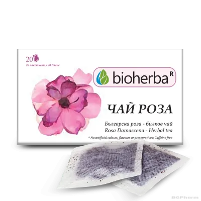Роза Дамасцена чай х 20 пакетчета БИОХЕРБА | BIOHERBA Rosa Damascena