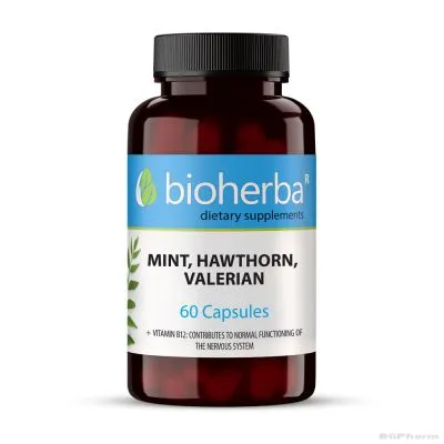 Мента, глог, валериана 250 мг х 60 капсули БИОХЕРБА | BIOHERBA