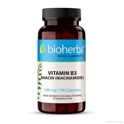 Ниацинамид ( Ниацин, Витамин Б3 ) 420 мг х 100 капсули БИОХЕРБА | BIOHERBA Niacinamide