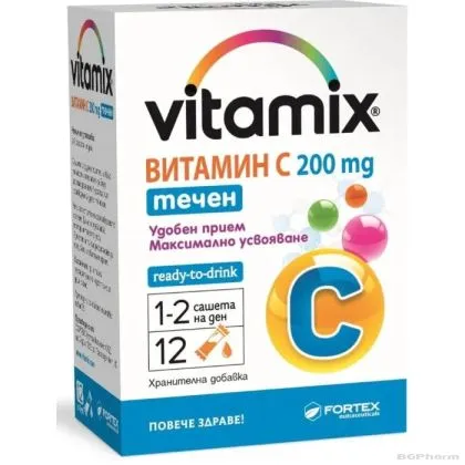 ВИТАМИКС Витамин Ц 200 мг 4 мл х 12 течни сашета ФОРТЕКС | FORTEX Vitamix