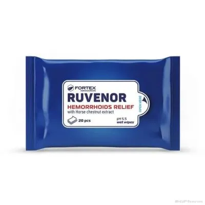 РУВЕНОР Мокри кърпи при хемороиди х 20 броя ФОРТЕКС | FORTEX Ruvenor