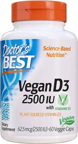 Витамин Д3 2500 IU х 60 ВЕГАН капсули ДОКТОР'С БЕСТ | Doctor's Best Vitamin D3