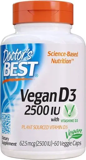 Витамин Д3 2500 IU х 60 ВЕГАН капсули ДОКТОР'С БЕСТ | Doctor's Best Vitamin D3
