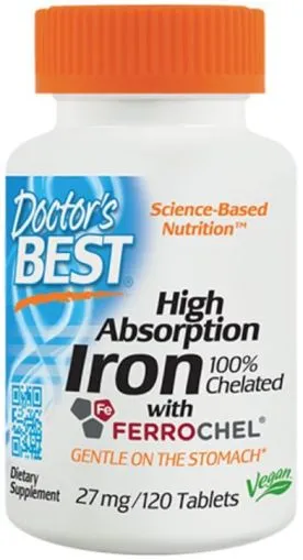 Желязо хелатирано 27 мг х 120 таблетки ДОКТОР'С БЕСТ | Doctor's Best Iron Chelate