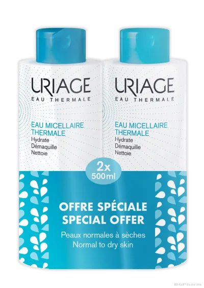 ЮРИАЖ Термална мицеларна вода за нормална и суха кожа 2 х 500 мл ПРОМО ПАКЕТ | URIAGE Micellar Water