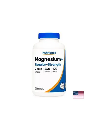 Магнезий+ (оксид + бисглицинат) 105 мг х 240 капсули Nutricost | Magnesium Plus