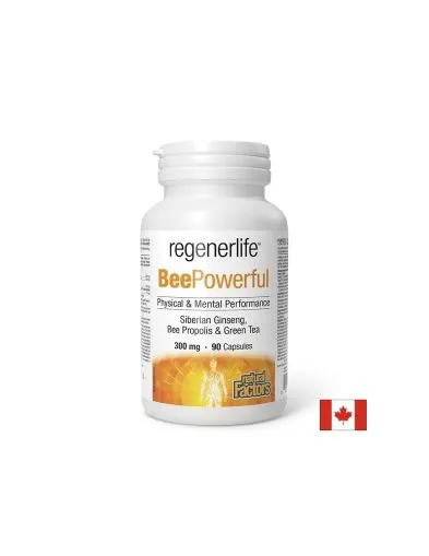Regenerlife ™ BeePowerful Пчелен прашец, прополис, сибирски женшен, зелен чай х 90 капсули Natural Factors