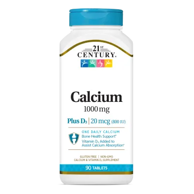 21st Century Калций 1000 мг + Витамин Д3 800IU х 90 таблетки |  Calcium+ D3