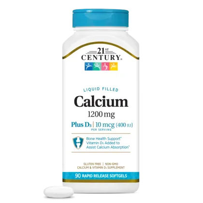 21st Century Калций 1200 мг + Витамин Д3 х 90 меки капсули | Calcium + D3 Liquid