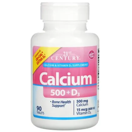 21st Century Калций 500 мг + Витамин Д3 600IU х 90 таблетки | Calcium + Extra D3