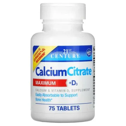 23st Century Калций цитрат + Витамин Д3 х 75 таблетки | Calcium Citrate + D3 Maximum