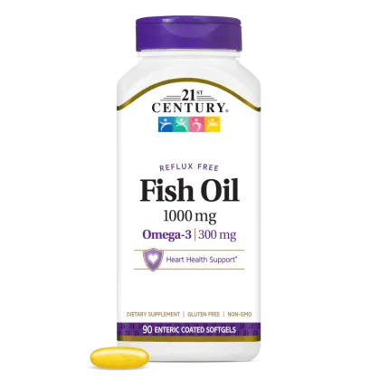 21st Century Омега 3 Рибено Масло 1000 мг х 90 капсули без вкус | Fish Oil Reflux Free