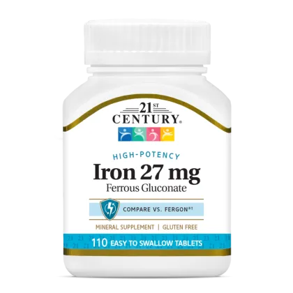 21st Century Желязо глюконат 27 мг х 110 таблетки | Iron Ferrous Gluconate
