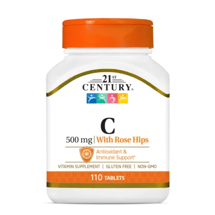 21st Century Витамин Ц 500 мг + шипка х 110 таблетки | Vitamin C + Rose Hip