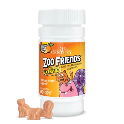 21st Century Zoo Friends Multi Мултивитамини за Деца + Витамин Ц х 60 дъвчащи таблетки