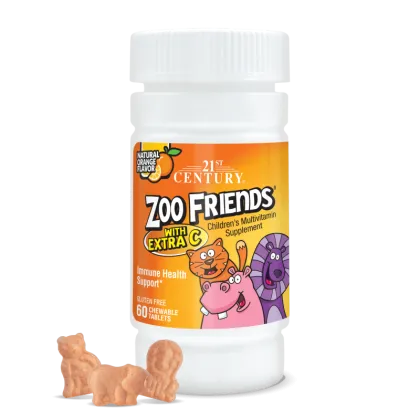21st Century Zoo Friends Multi Мултивитамини за Деца + Витамин Ц х 60 дъвчащи таблетки