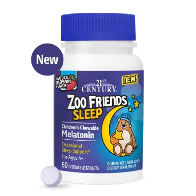 21st Century Zoo Friends Мелатонин 1 мг за Деца х 60 дъвчащи таблетки |  Sleep Chewable