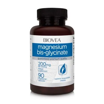 Магнезий бисглицинат хелат 200 мг х 90 капсули Biovea | Magnesium Bisglycinate