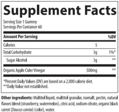 Ябълков оцет 500 мг х 60 желирани таблетки Trace Minerals | Apple Cider Vinegar