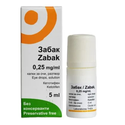 ЗАБАК 0.25мг/мл капки за очи против алергии х 5мл THEA | Zabak ( кетотифен )