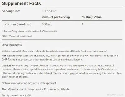 Л-Тирозин 500 мг х 120 капсули Now Foods | L-Tyrosine