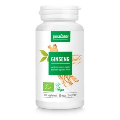 ЖЕНШЕН Био екстракт 300 мг х 80 капсули PURASANA | Panax Ginseng Organic