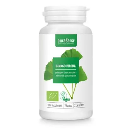 ГИНКО БИЛОБА Био екстракт 250 мг х 70 капсули PURASANA | Ginkgo biloba Organic
