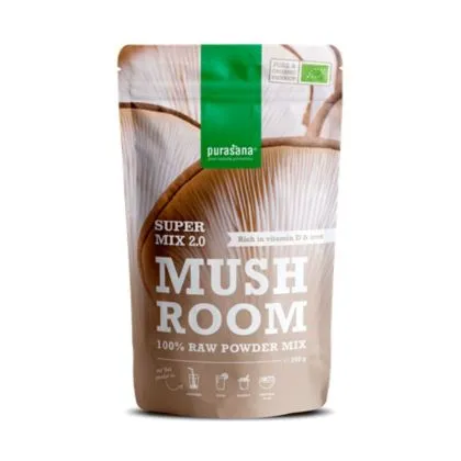 Смес от сурови лечебни гъби БИО х 250 гр PURASANA | Raw Mushroom Mix