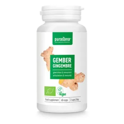 ДЖИНДЖИФИЛ Био екстракт 250 мг х 60 капсули PURASANA | Ginger Root Organic