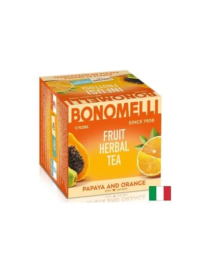 Плодов чай с хибискус, папая и портокалова кора х 12 пакетчета BONOMELLI | Papaya & Orange peel herbal tea