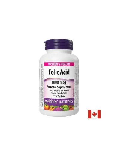 Фолиева киселина 1000 мкг х 120 таблетки Webber Naturals | Folic acid