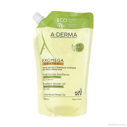А-Дерма Екзомега емолиентно душ-олио ПЪЛНИТЕЛ / REFILL х 500 мл| Exomega A-Derma