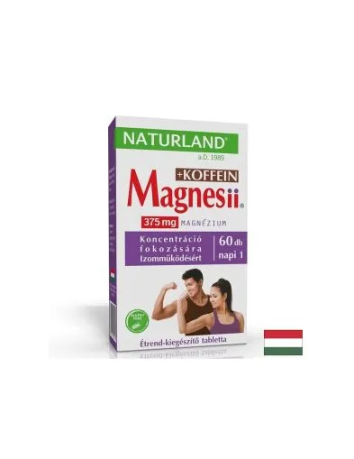 Магнезий 187.5 мг + Кофеин 50 мг х 60 таблетки NATURLAND